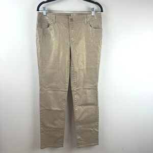 CHICOS PLATINUM Gold Metallic Jeans 0